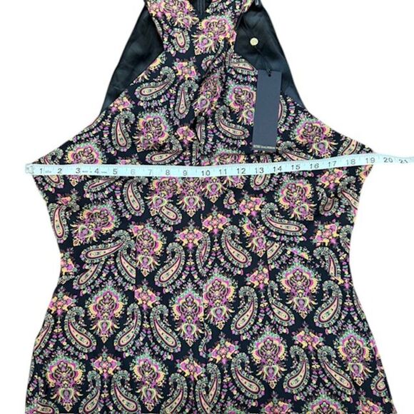 NWT Kobi Halperin Tara Paisley Silk Halter Jumper Black Wide Leg Cross Front 12 - Picture 8 of 16